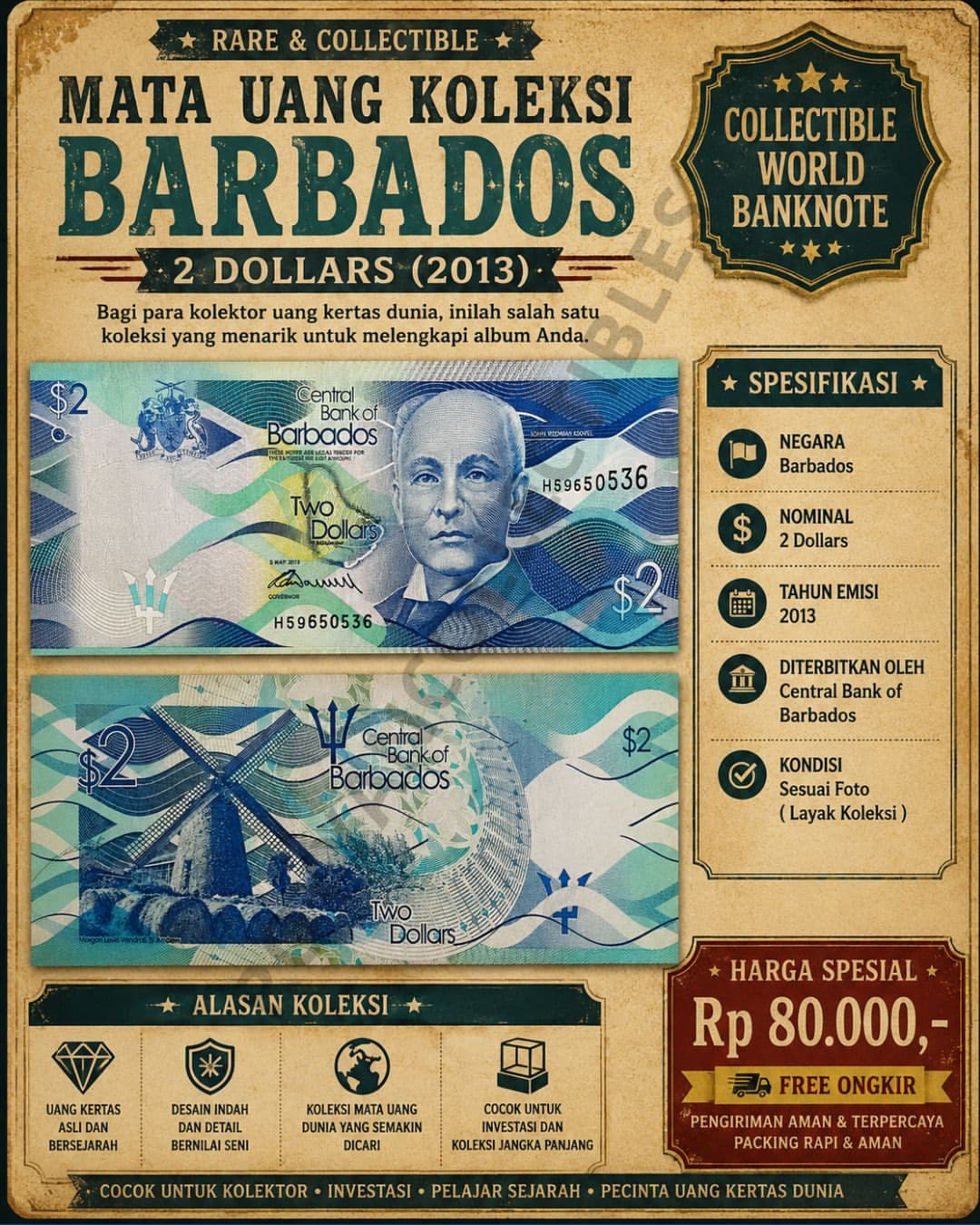 2 Barbados Dollar