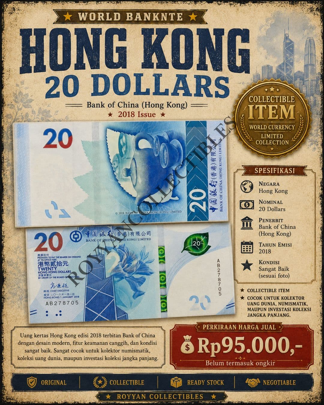 Hong Kong 20 Dollars (2018)